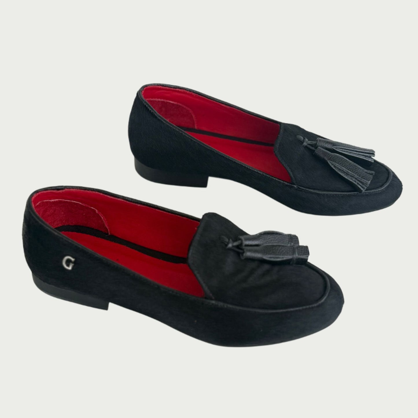 Mocasín en cuero x pelo negro margarita Ref: MARGAXPN