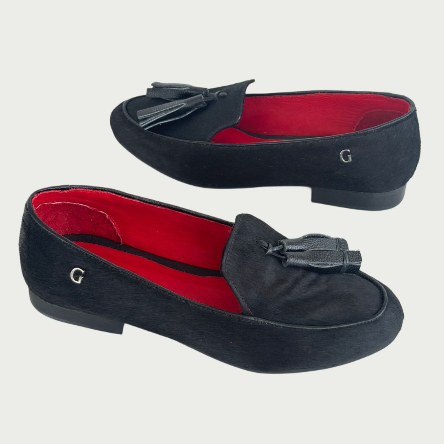 Mocasín en cuero x pelo negro margarita Ref: MARGAXPN