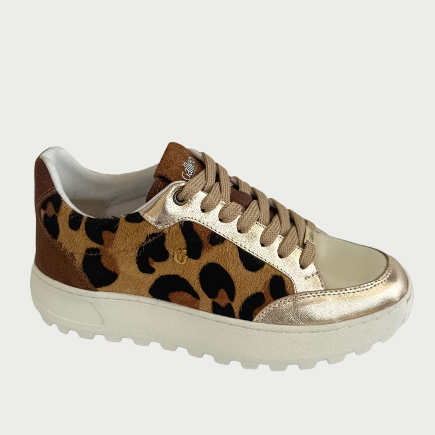 Tennis en cuero dorado x animal print Ref: SINAIXPMI