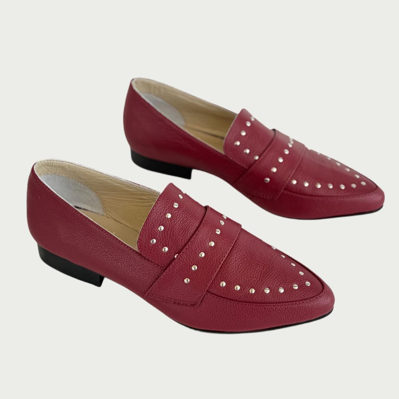 Mocasines en cuero amada vinotinto Ref: AMADAXPV