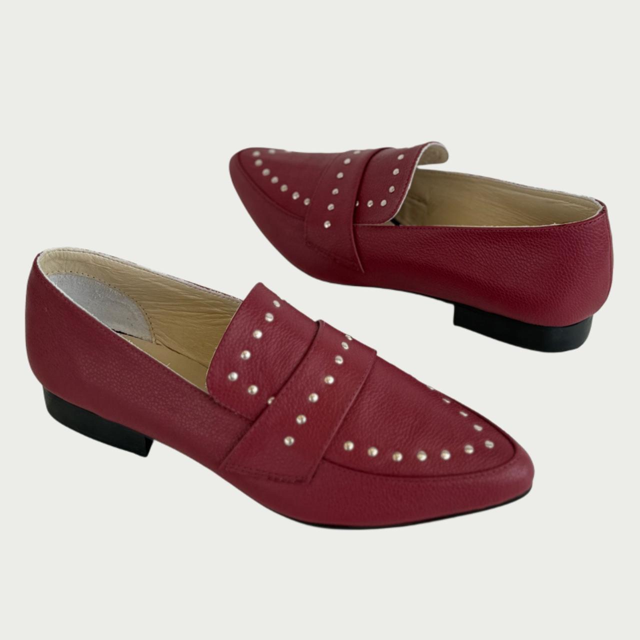 Mocasines en cuero amada vinotinto Ref: AMADAXPV