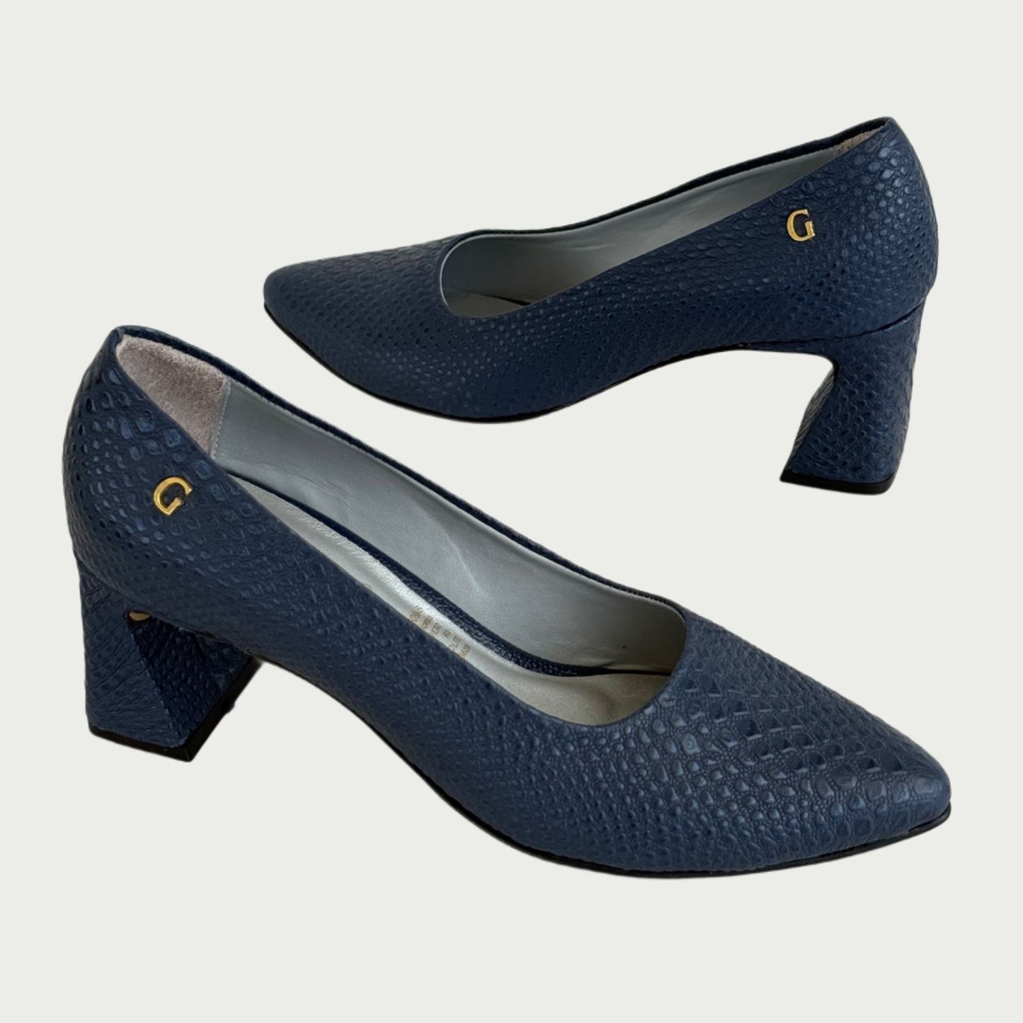 Zapatos en cuero x folia azul Ref: 4750ZPAZ