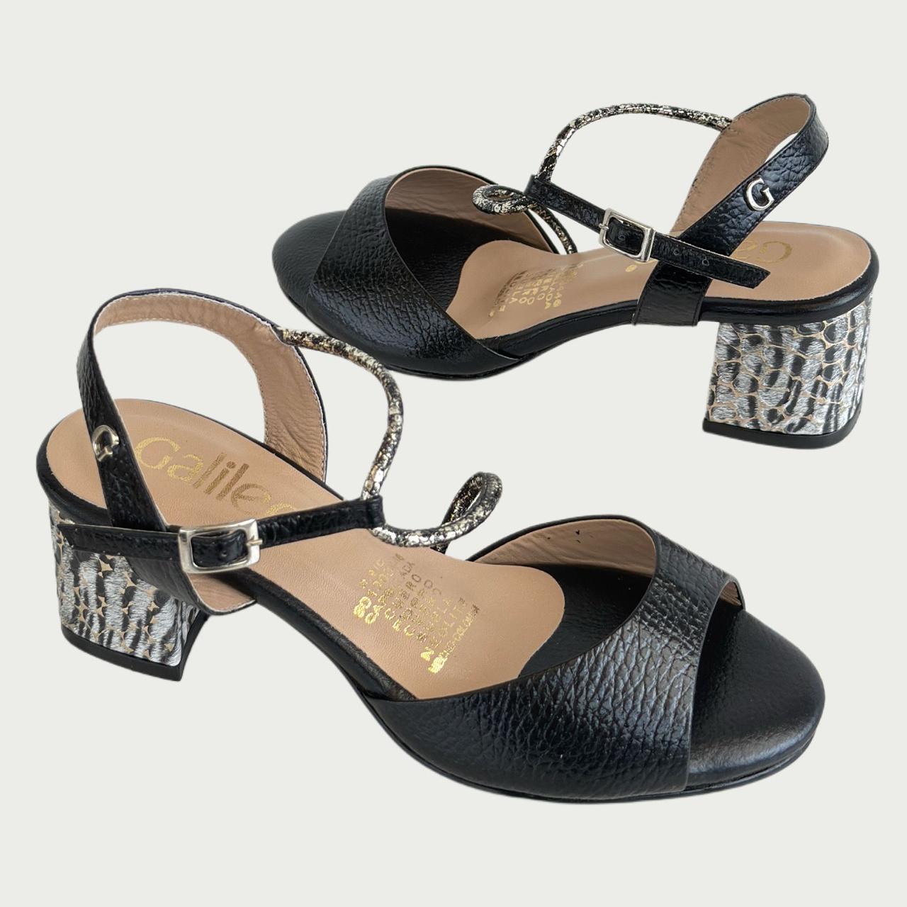 Sandalia en cuero negro x folia Ref: 249XPNG
