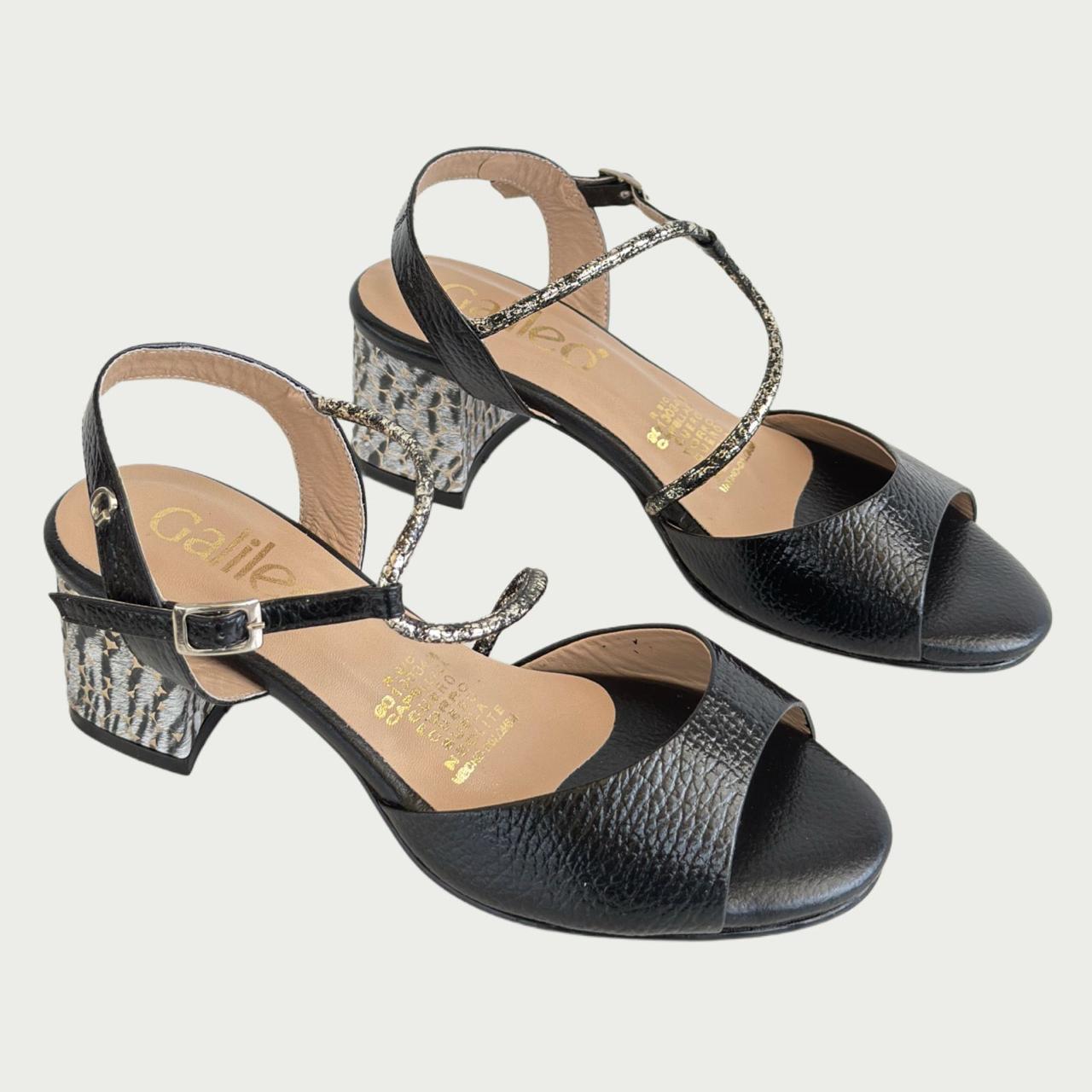 Sandalia en cuero negro x folia Ref: 249XPNG