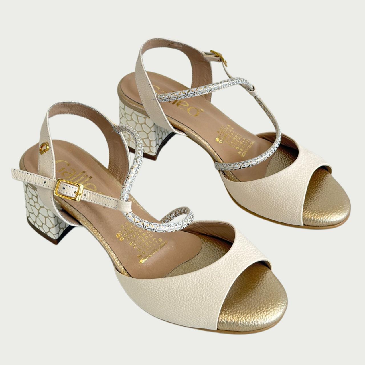 Sandalia en cuero beige x folia Ref: 249XPTA