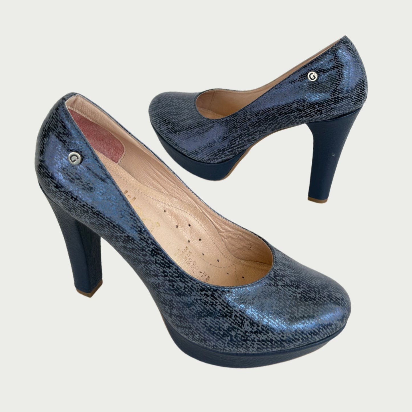 Zapatos en cuero azul x folia Ref: 8367NZ7