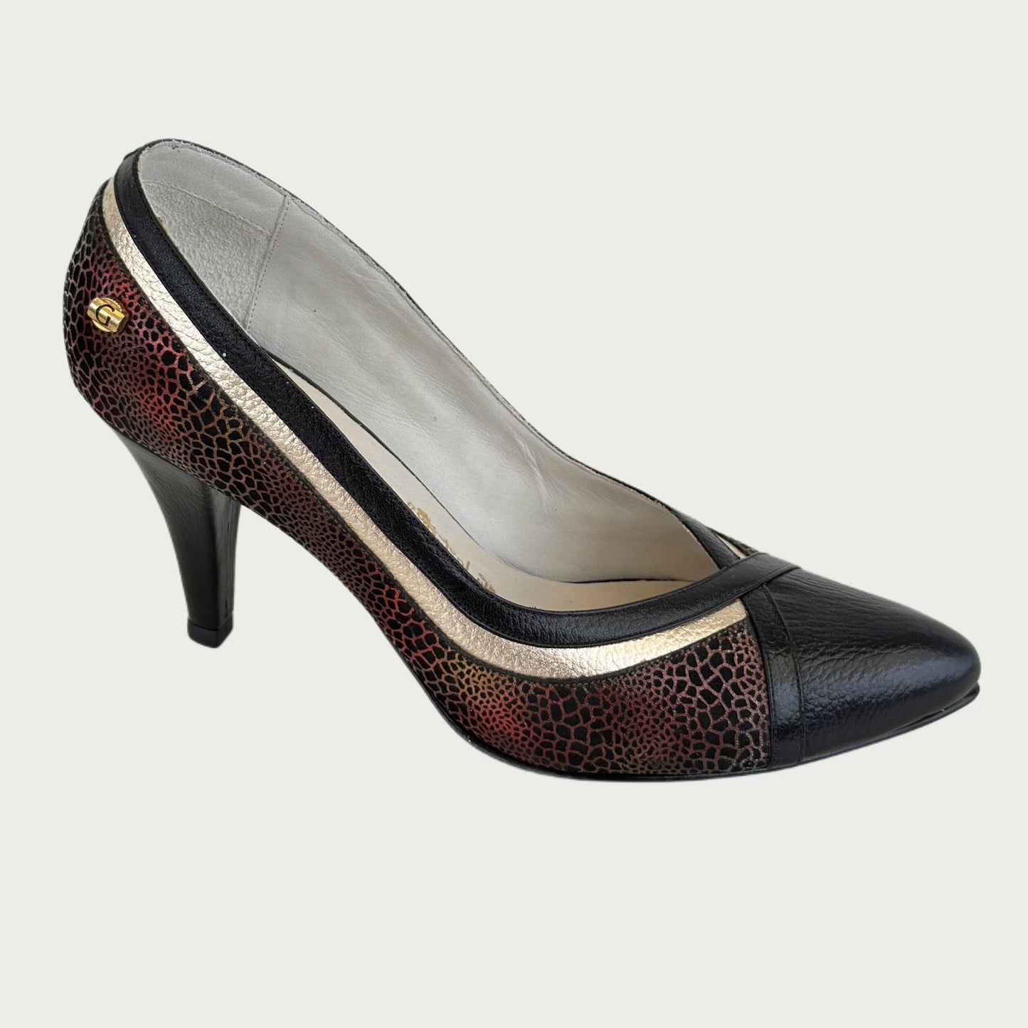 Stilettos en cuero negro x folia multicolor Ref: ZA137NGN