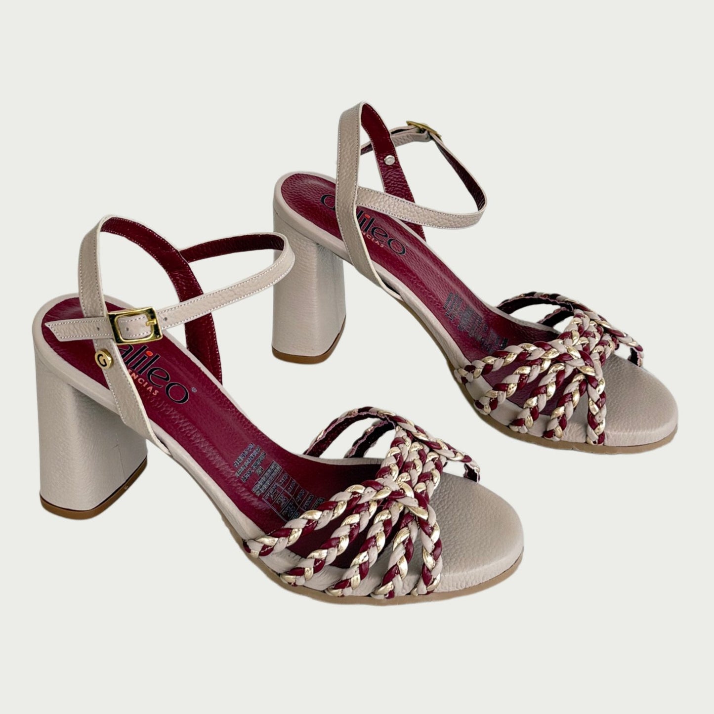 Sandalias en cuero arena x vino Ref: CORAXPAR