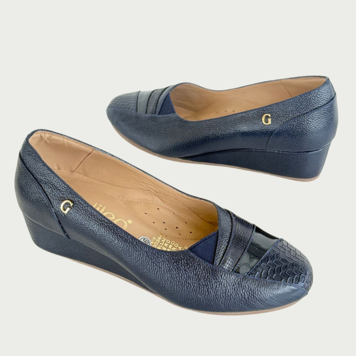 Zapato en cuero azul 1194XPAZ
