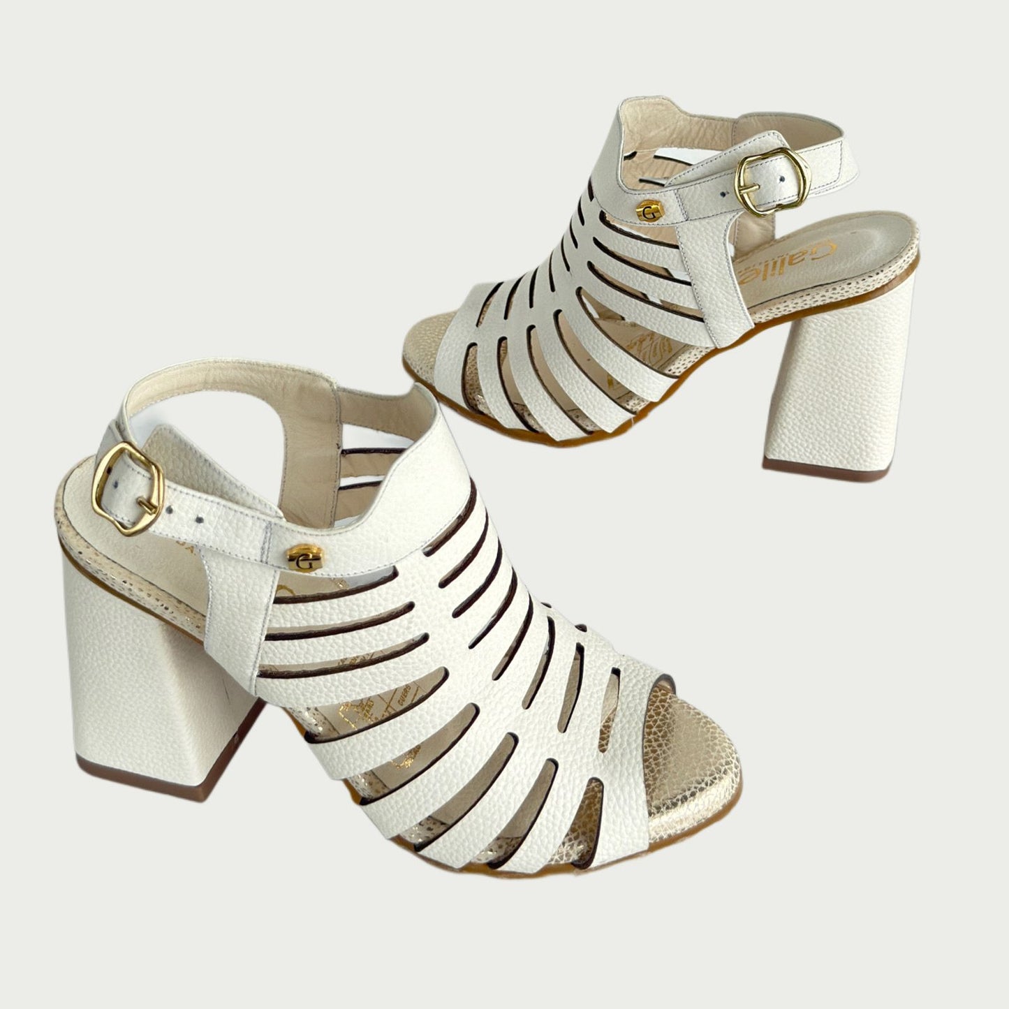 Sandalia en cuero beige x folia Ref: MOETNGB
