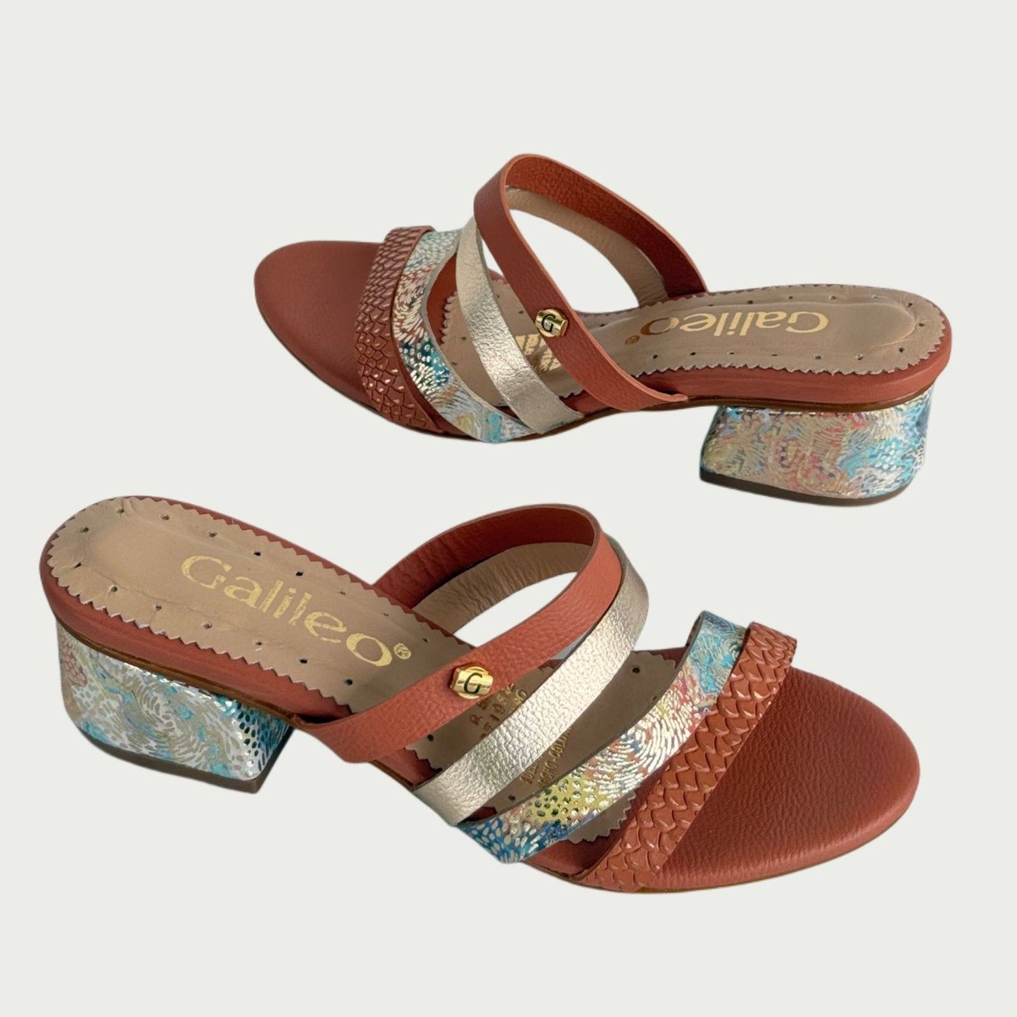 Sandalia en cuero terracota x plata multicolor Ref: Z021NPSA