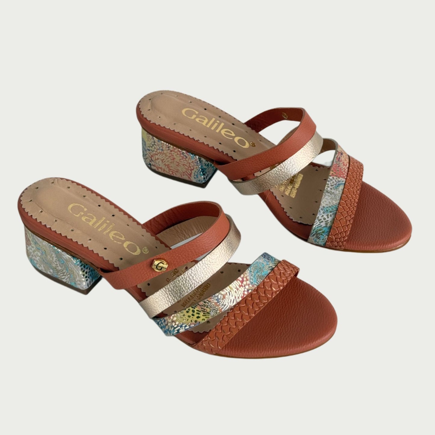 Sandalia en cuero terracota x plata multicolor Ref: Z021NPSA