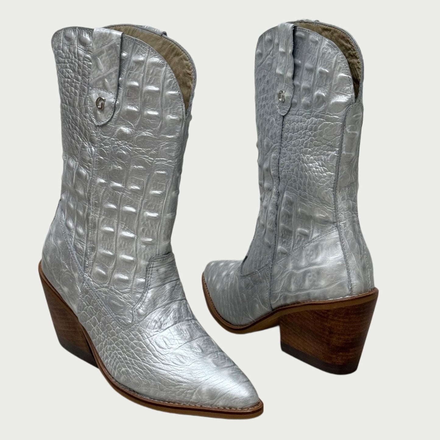 Bota texana en cuero plateado Ref: 1693