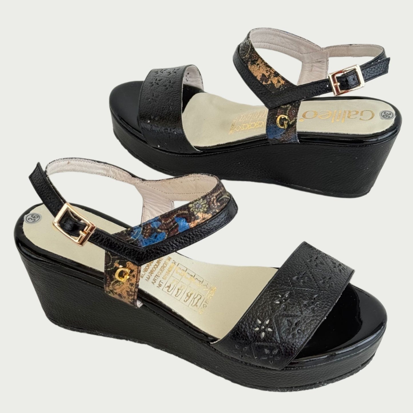 Sandalias en cuero negro Ref: PN820XPN