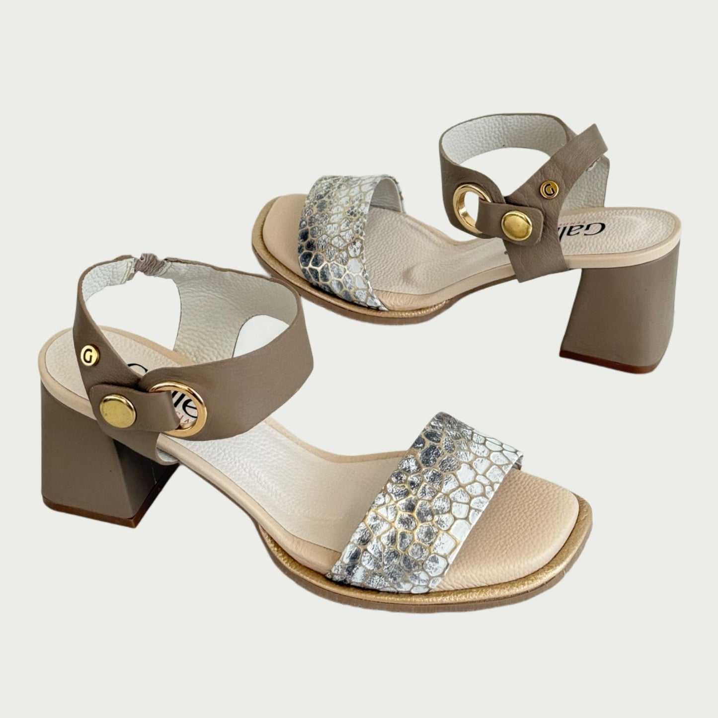Sandalia en cuero beige x taupe Ref: 1613