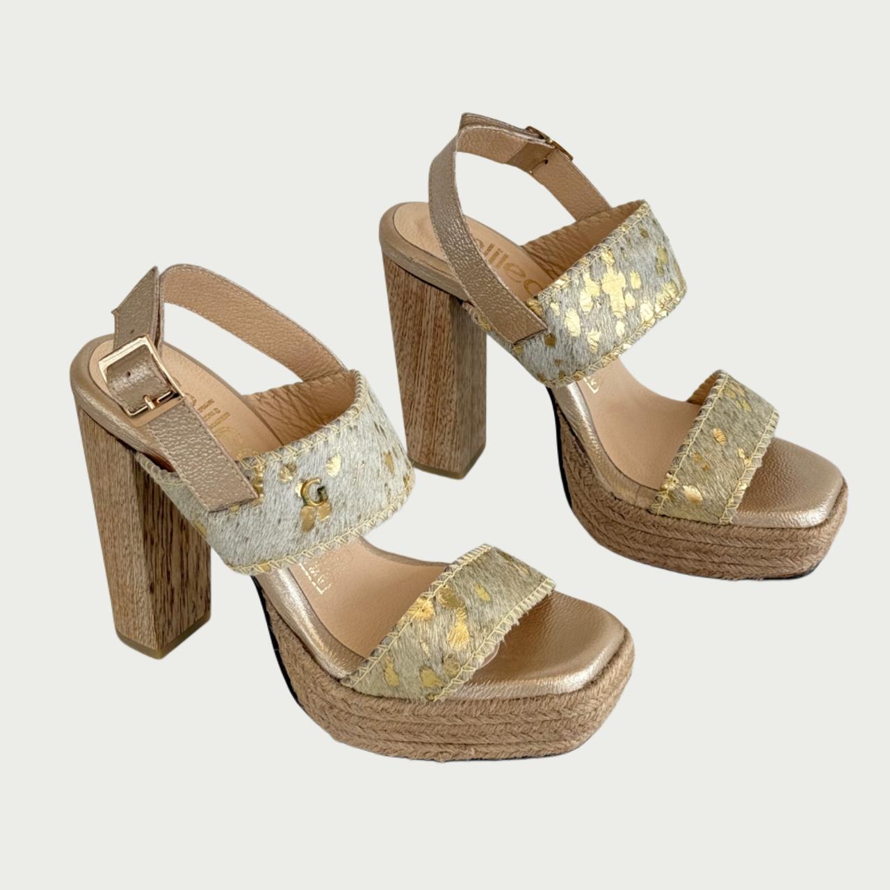Sandalias en cuero vacuno oro Ref: 1004NPOP