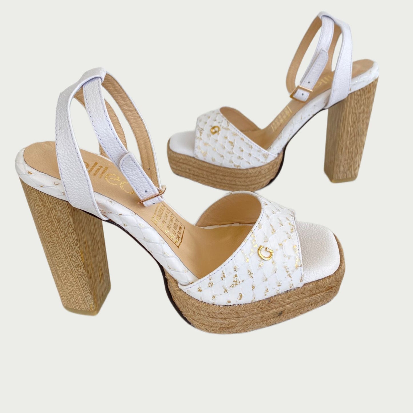 Sandalias en cuero blanco x yute Ref: 1006NPBL