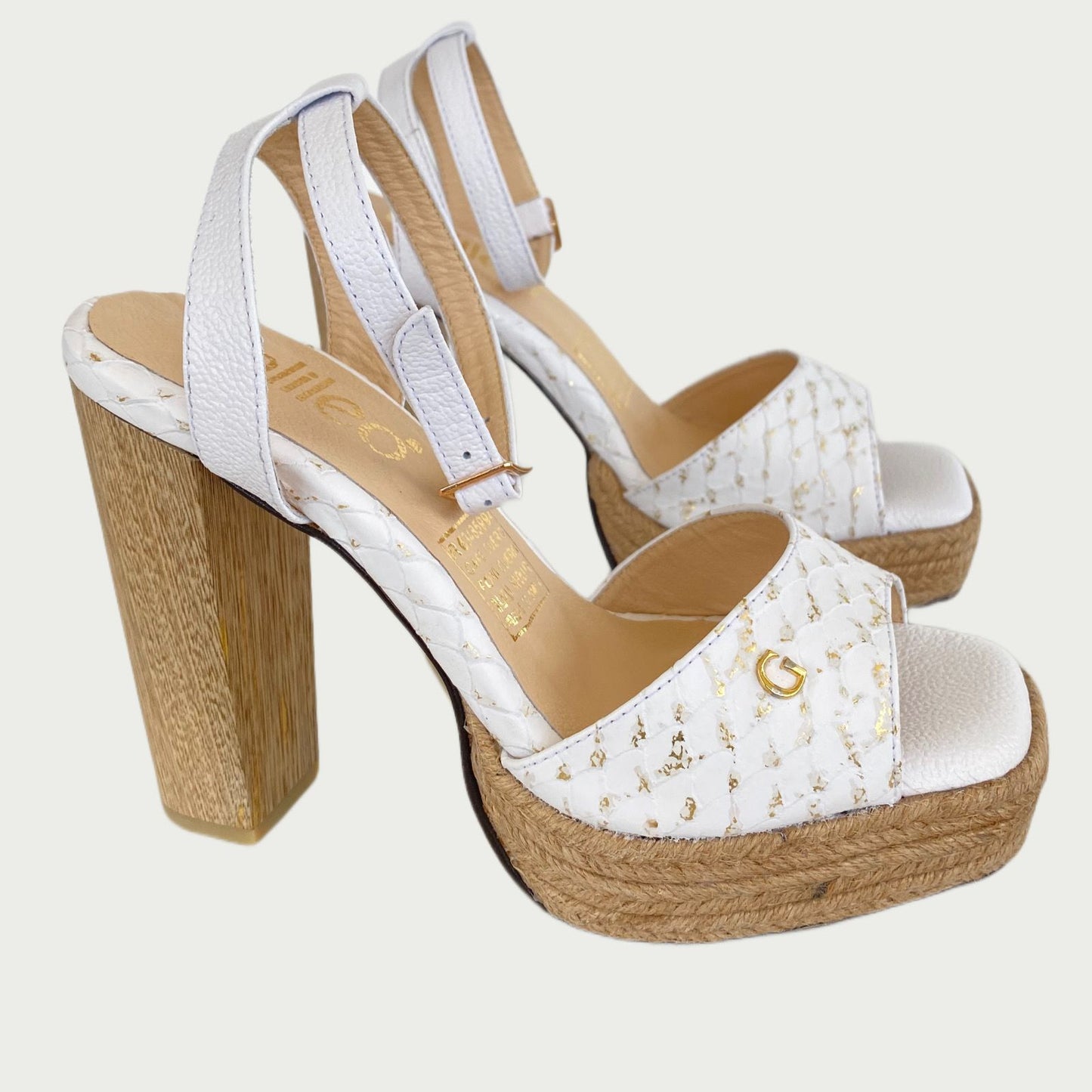 Sandalias en cuero blanco x yute Ref: 1006NPBL