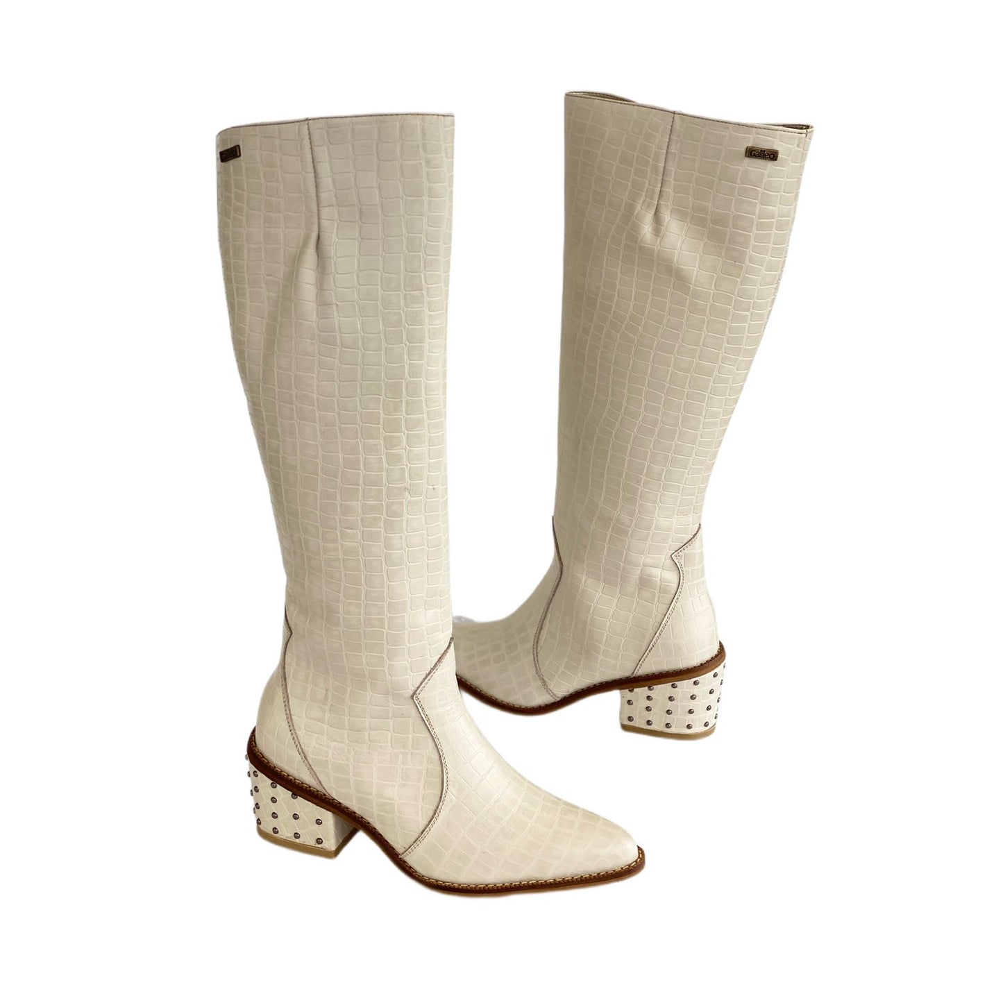 Botas en cuero beige x taches Ref: 6168NH6