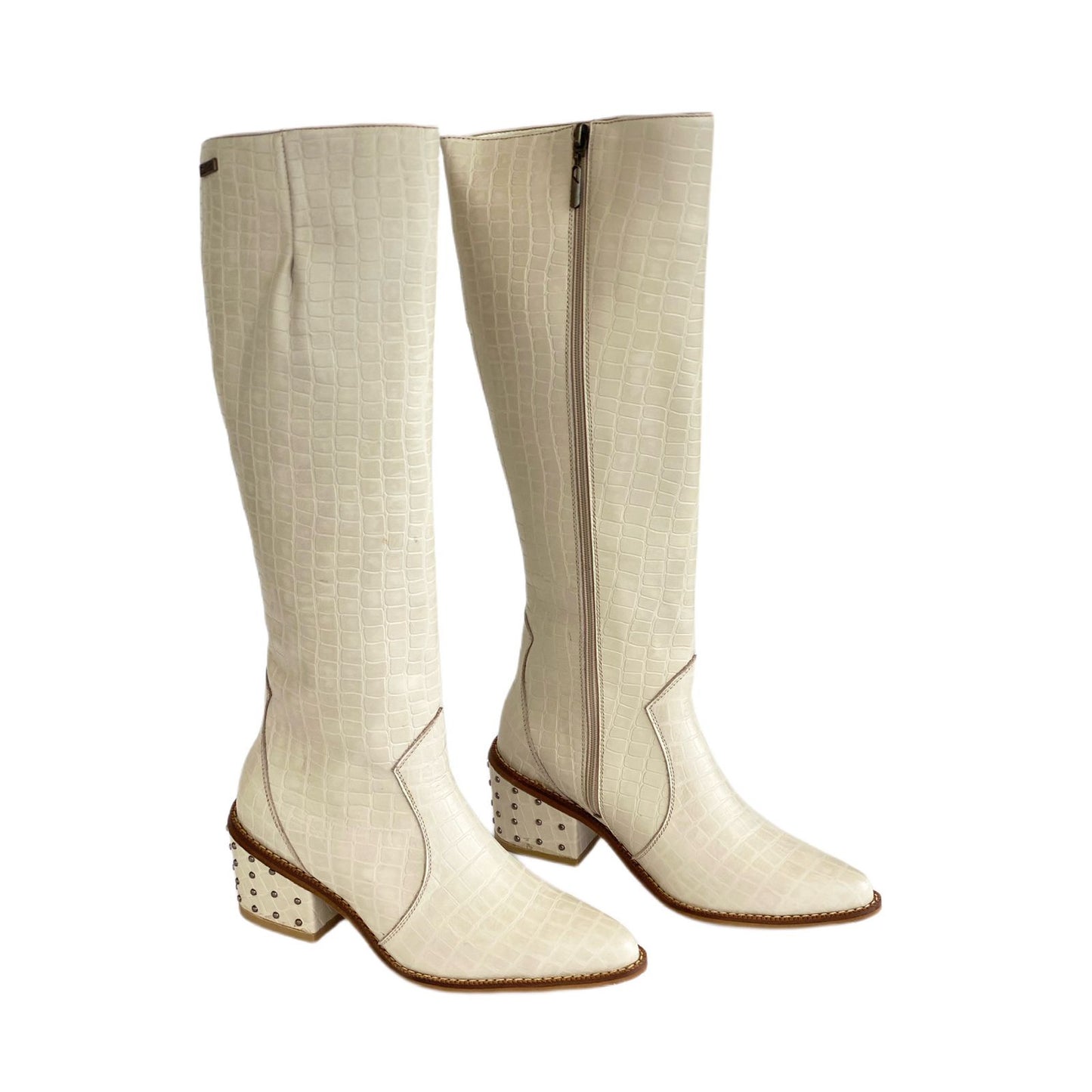 Botas en cuero beige x taches Ref: 6168NH6