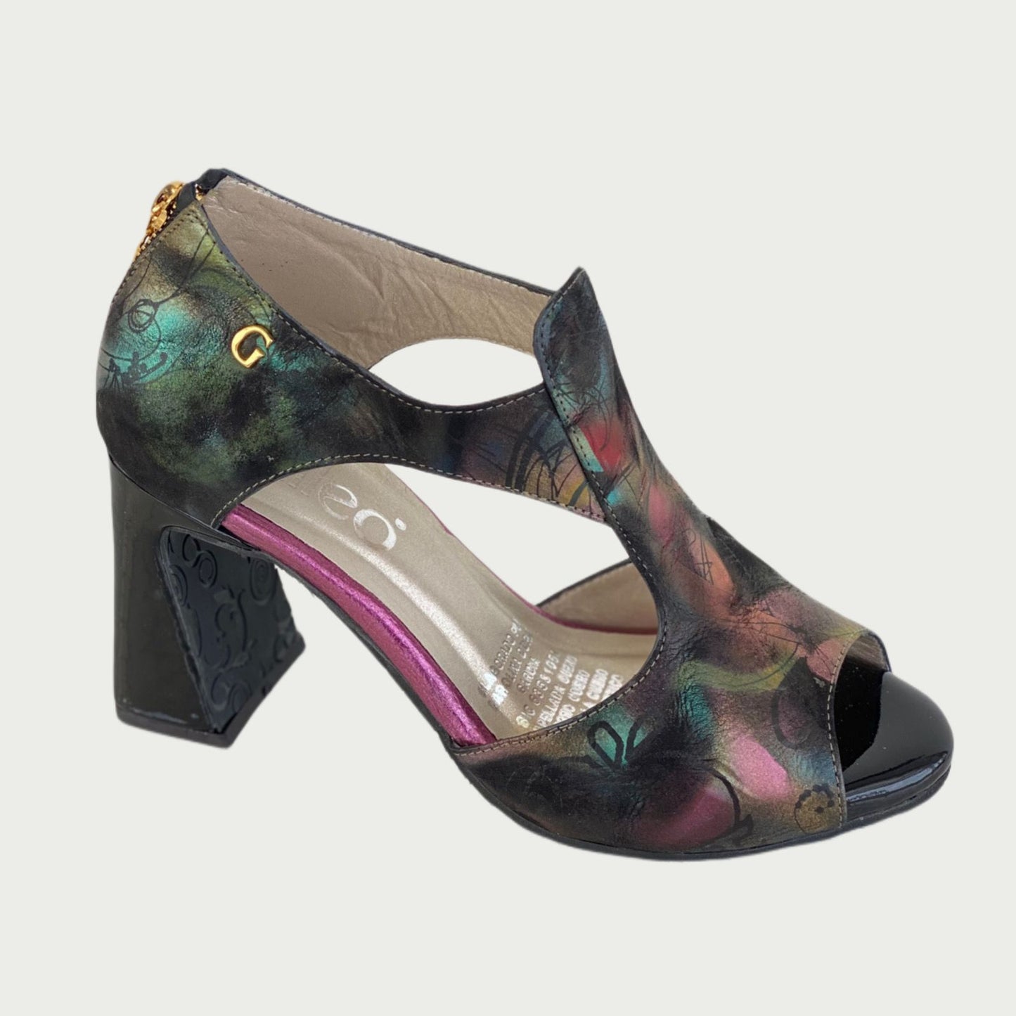 Sandalias en cuero negro x multicolor Ref: 6139NPN39