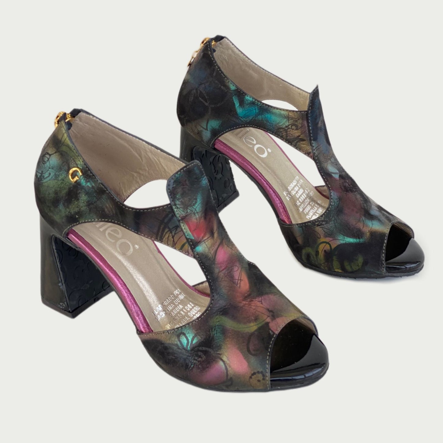 Sandalias en cuero negro x multicolor Ref: 6139NPN39