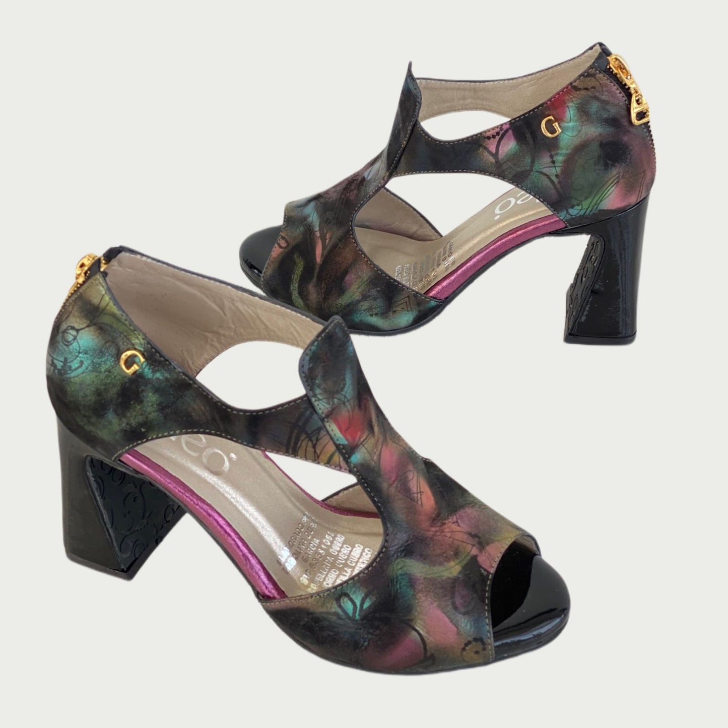 Sandalias en cuero negro x multicolor Ref: 6139NPN39