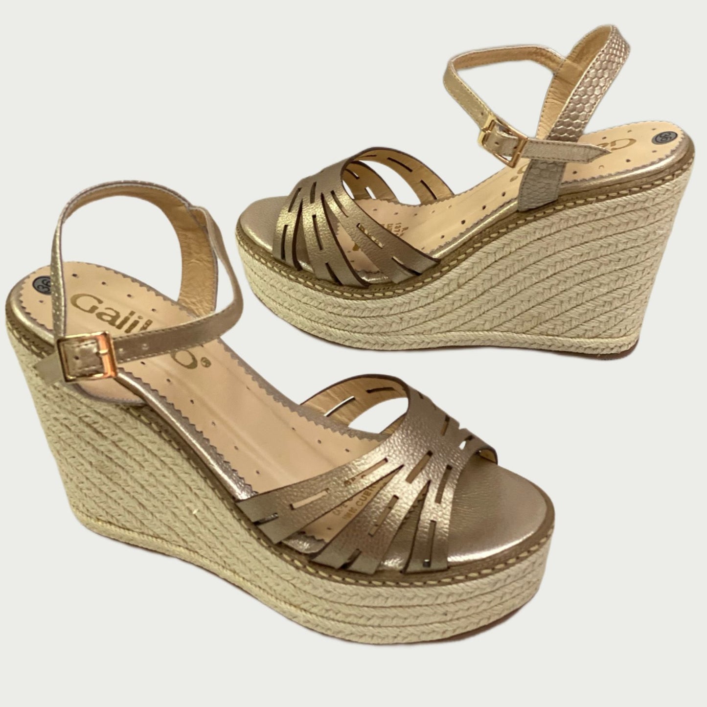 Sandalias en cuero bronce x yute Ref: 9630NME