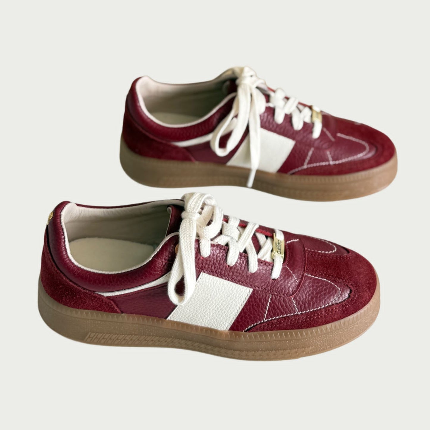 Tennis en cuero vinotinto x beige Ref: 704XP