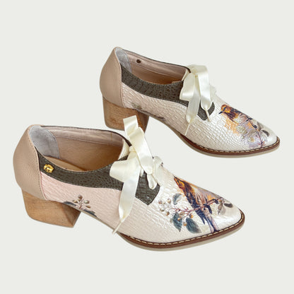 Botin en cuero talco x verde Ref: OX10ZBET