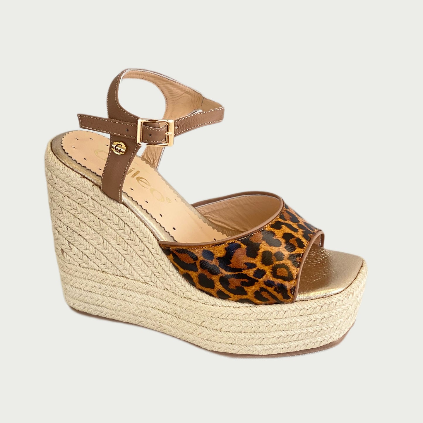 Sandalias en cuero print x miel Ref: 1002NYC7