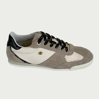Tenis en cuero negro x beige Ref: KAYWPARE