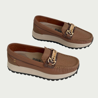Mocasines en cuero miel x folia Ref: 1002BAWPM