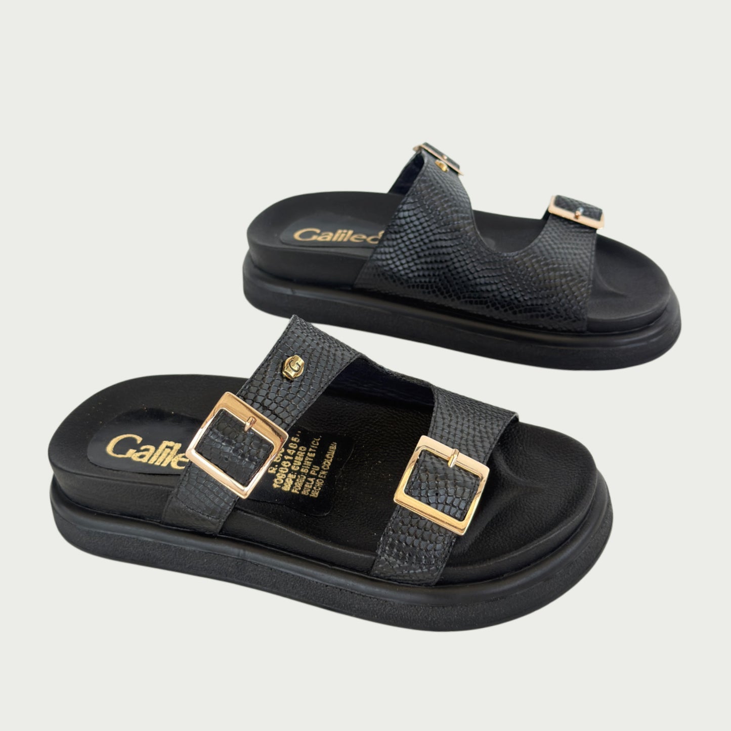 Sandalias en cuero negro Ref: P376ZPNG