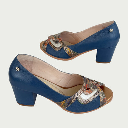 Zapatos en cuero azul despuntados Ref: BP34NPZ