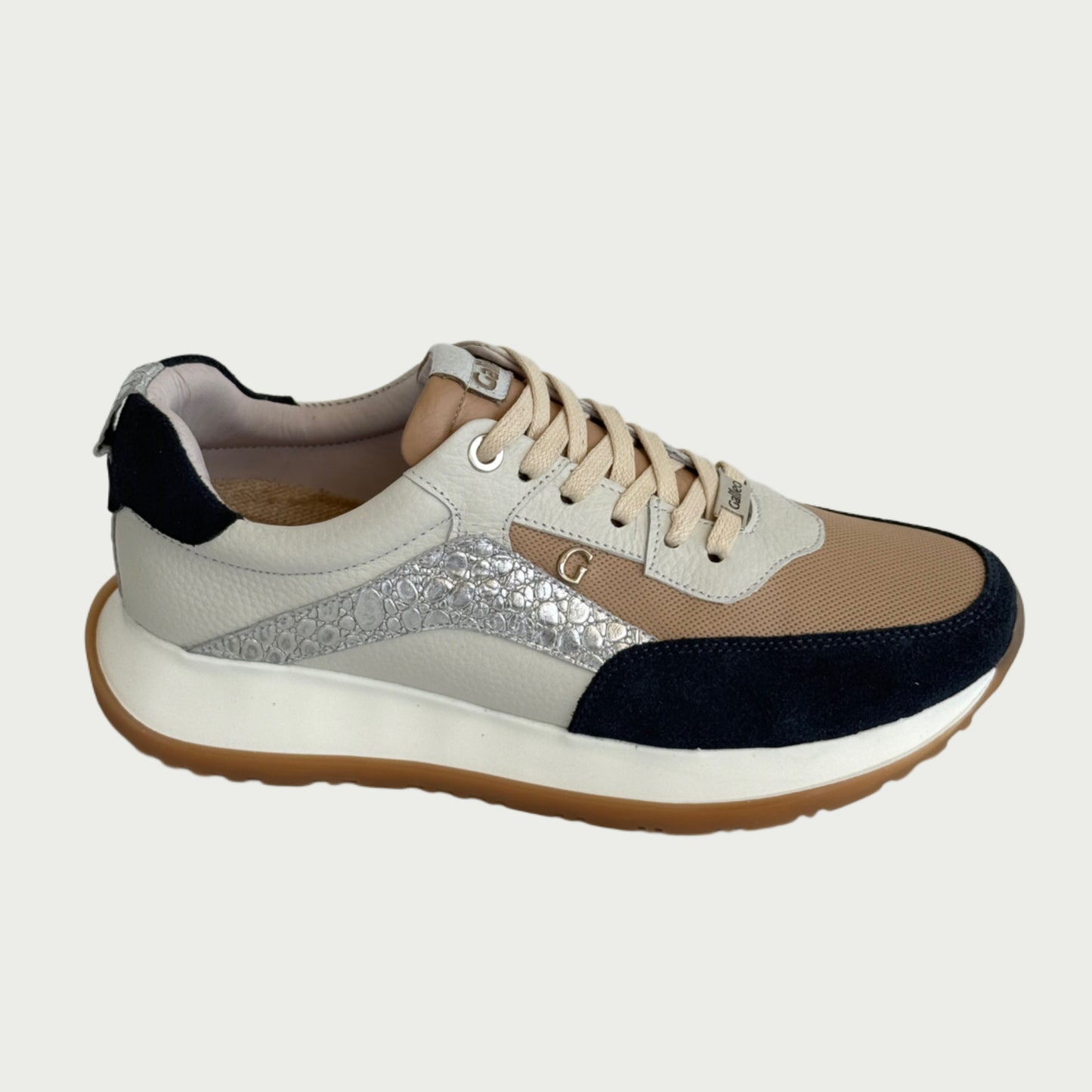 Tennis en cuero azul x taupe Ref: SD115WZC
