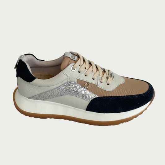 Tennis en cuero azul x taupe Ref: SD115WZC