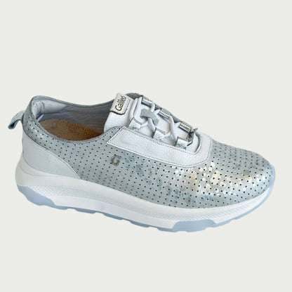 Tenis en cuero plata x blanco Ref: SD74XPL