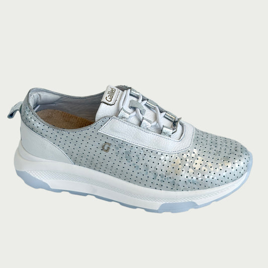 Tenis en cuero plata x blanco Ref: SD74XPL