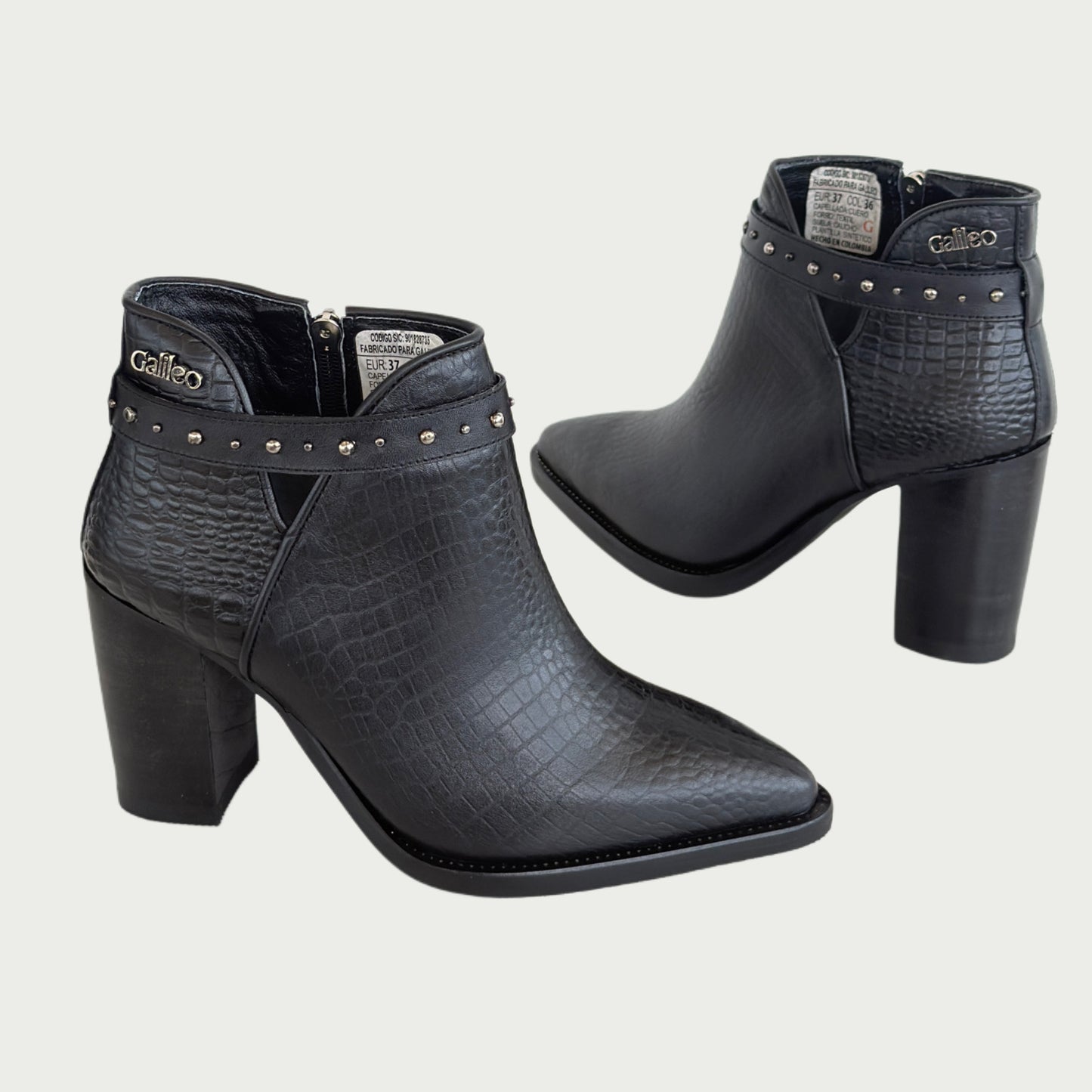 Botines en cuero negro Ref: 6425ZPNG