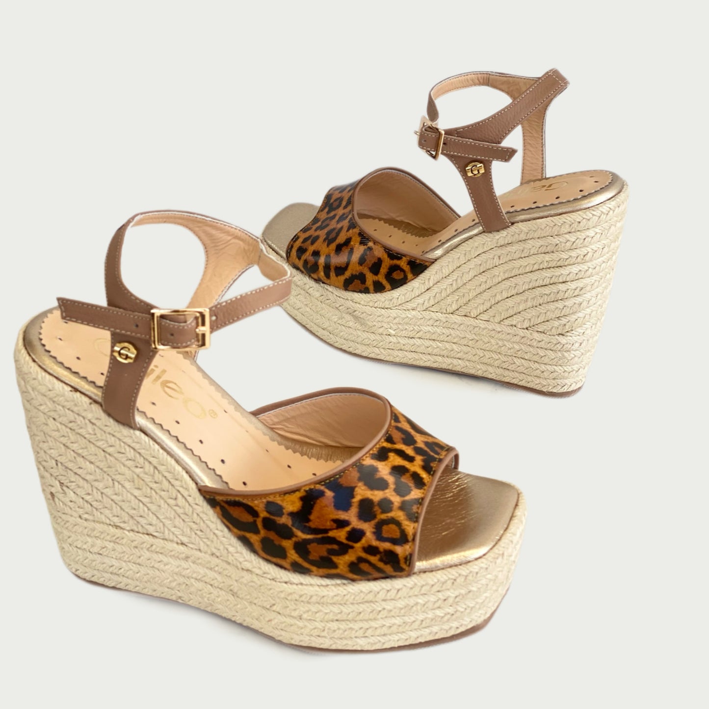 Sandalias en cuero print x miel Ref: 1002NYC7