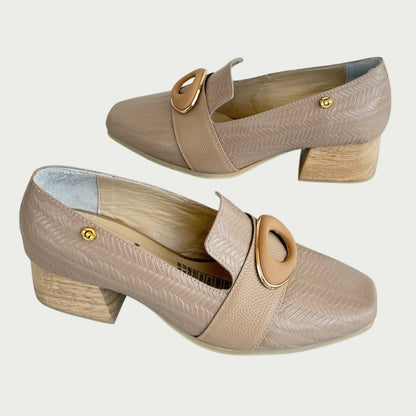 Zapatos en cuero x folia nude Ref: 825ZPTRI