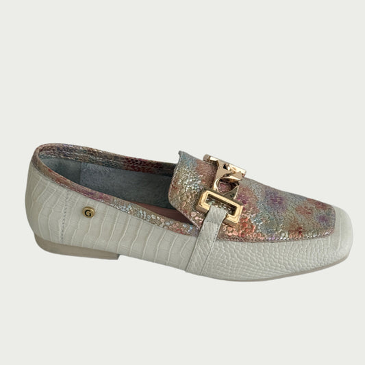 Zapatos mocasines en cuero beige x folia Ref: 448MPFDU34
