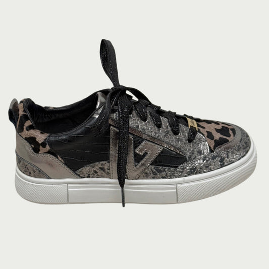 Tennis en cuero plata x animal print Ref: M618MP