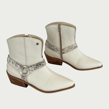 Bota texana en cuero talco x folia Ref: 1797WPTA