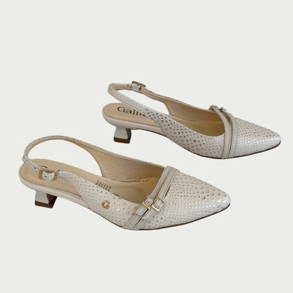 Zapatos en cuero beige x folia Ref: 5754WPTA