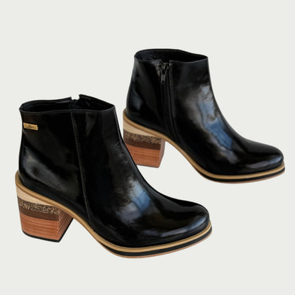 Botines en cuero negro charol Ref: Glendaxng