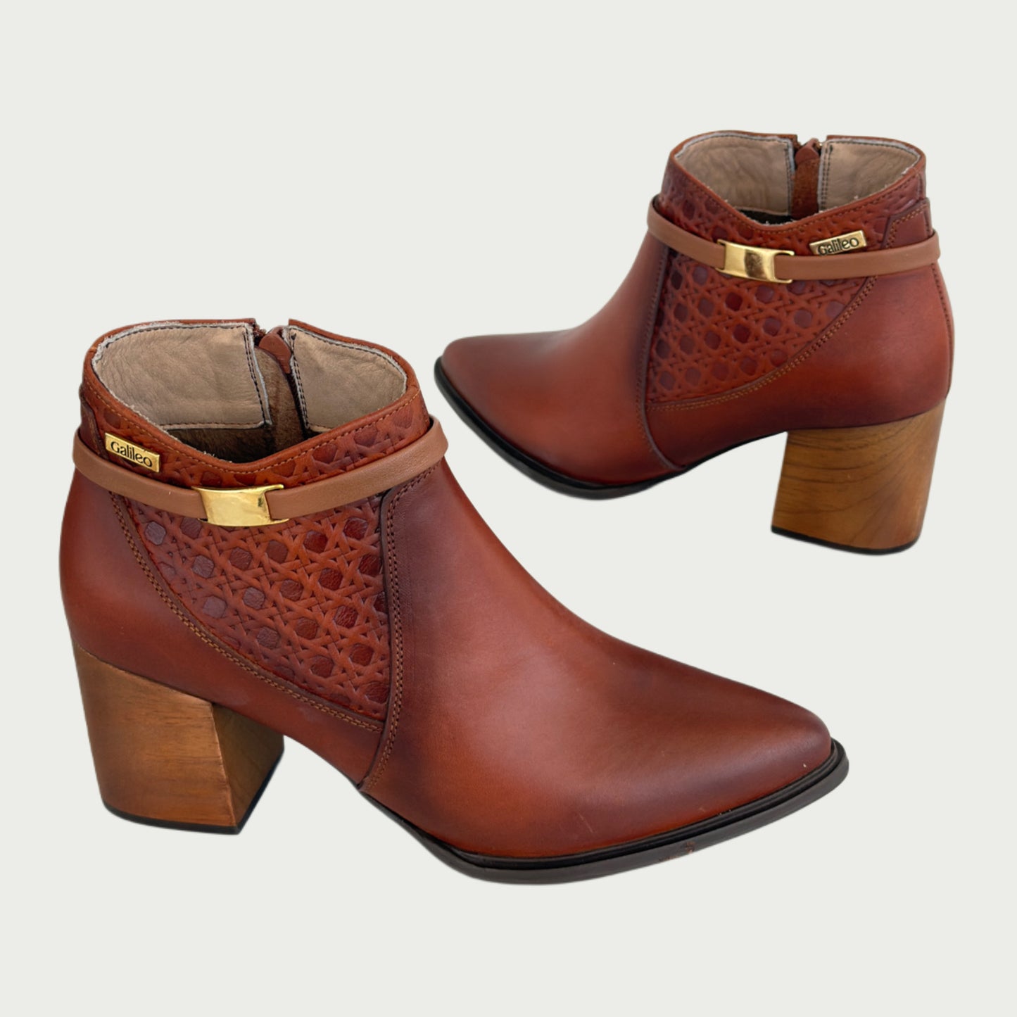 Botines en cuero miel Ref: BELMAWPCO4