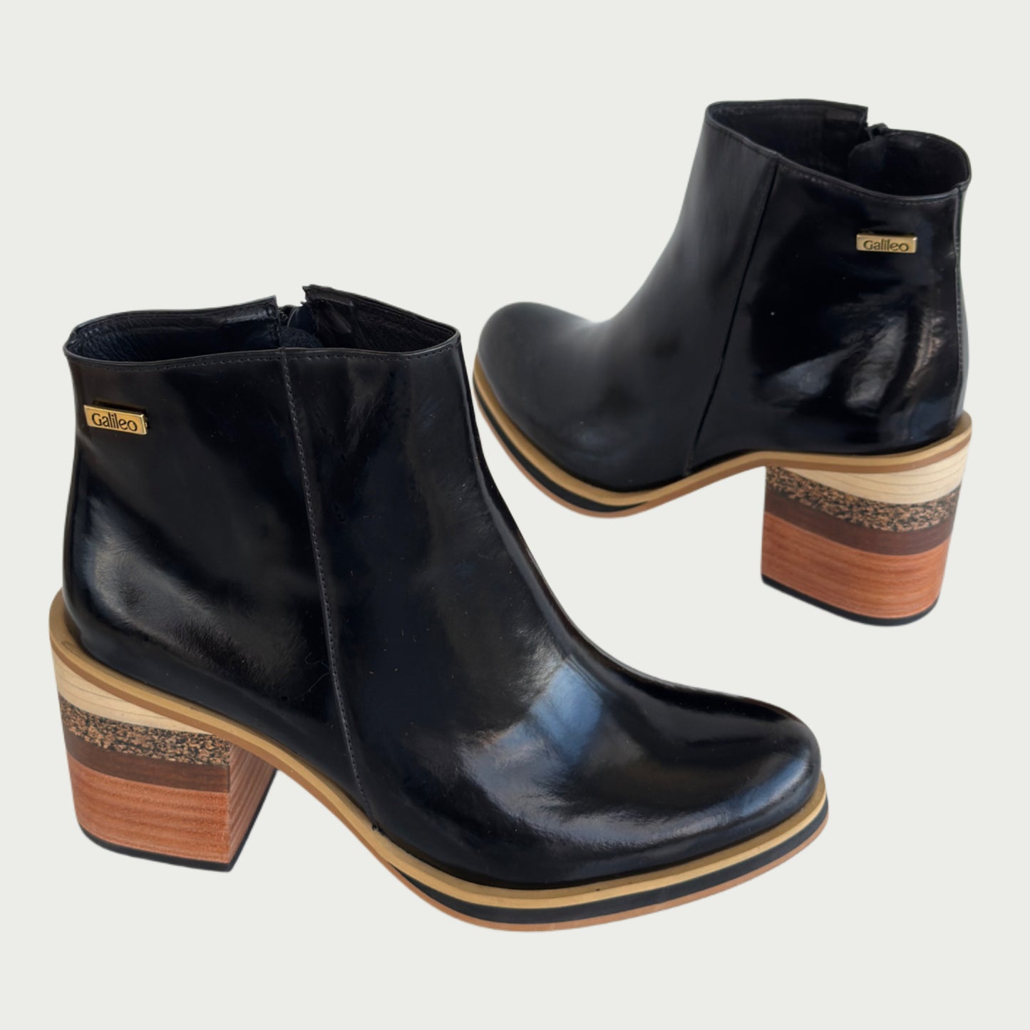 Botines en cuero negro charol Ref: Glendaxng