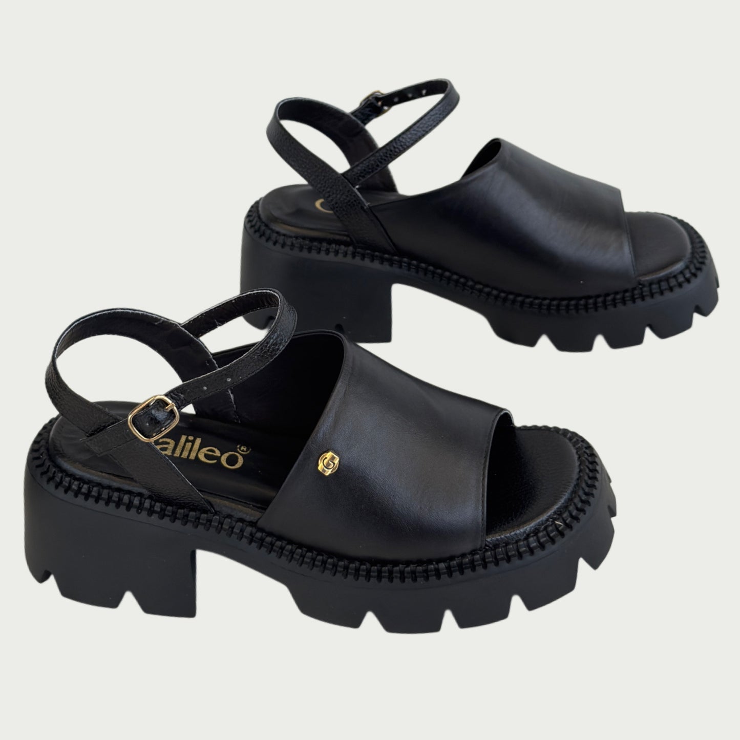 Sandalias en cuero negro Ref: P332ZPNG